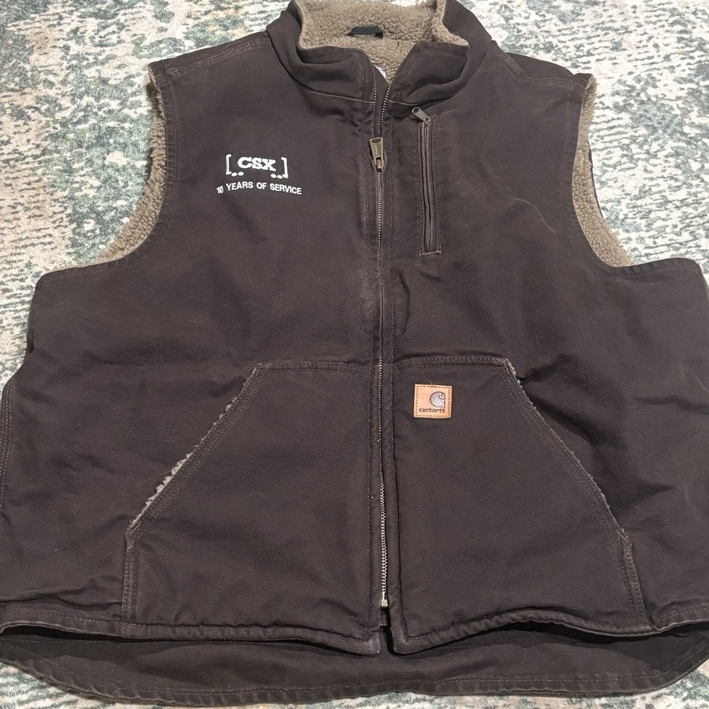 Carhartt Sherpa-Lined Mock Neck Vest Men's XL CSX 10 Years Cotton Duck Canvas